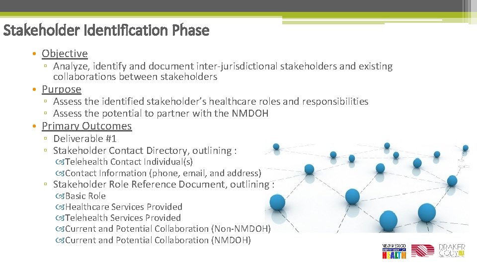 Stakeholder Identification Phase • Objective ▫ Analyze, identify and document inter-jurisdictional stakeholders and existing