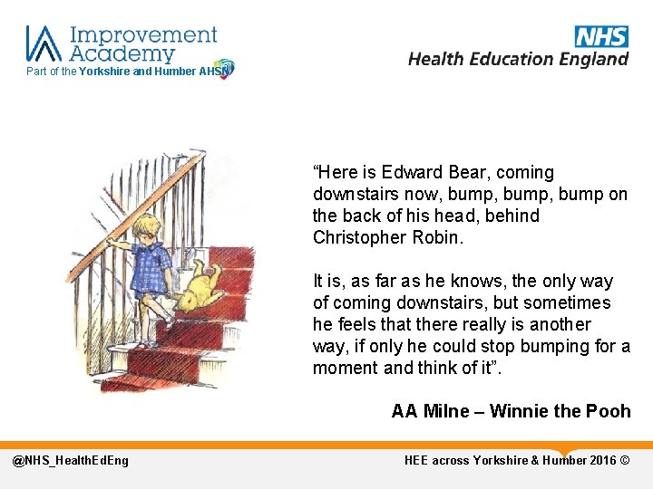 Part of the Yorkshire and Humber AHSN “Here is Edward Bear, coming downstairs now,