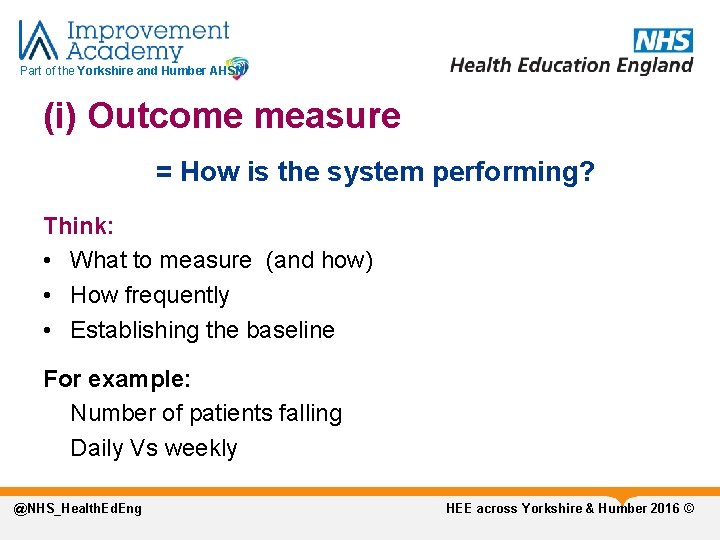 Part of the Yorkshire and Humber AHSN (i) Outcome measure = How is the