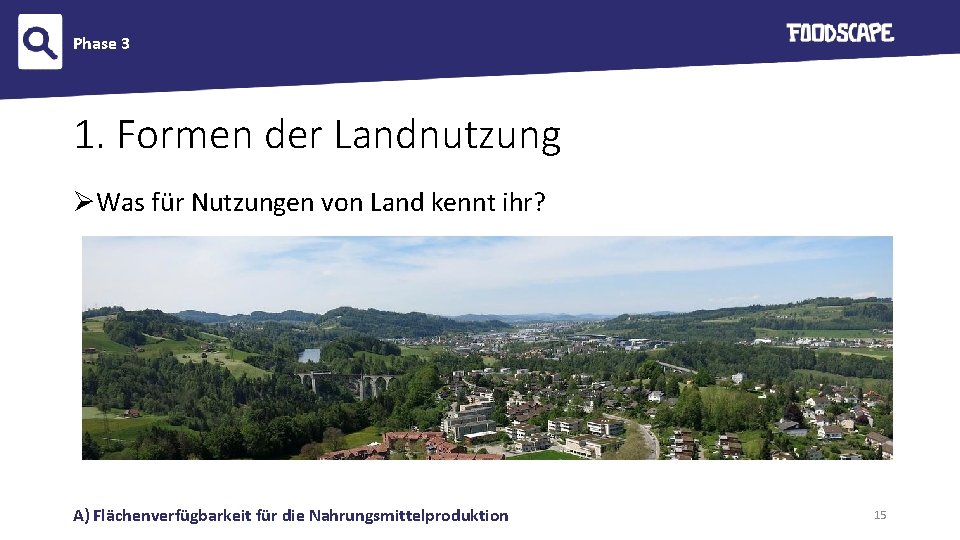 Phase 3 1. Formen der Landnutzung ØWas für Nutzungen von Land kennt ihr? A)