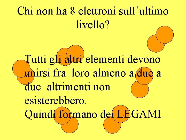 Chi non ha 8 elettroni sull’ultimo livello? Tutti gli altri elementi devono unirsi fra