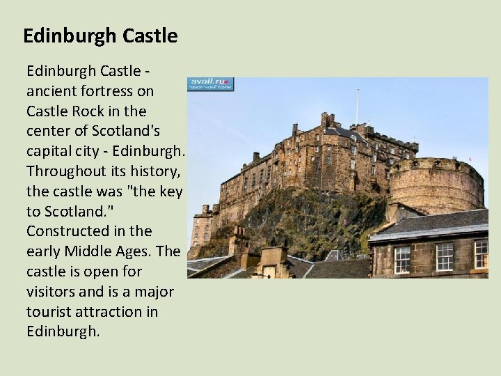 Edinburgh Castle ancient fortress on Castle Rock in the center of Scotland's capital city