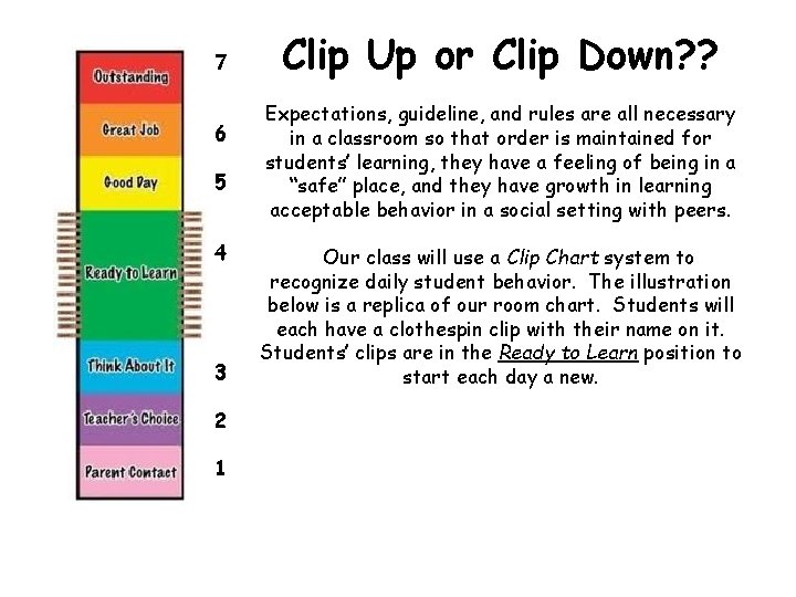 7 6 5 4 3 2 1 Clip Up or Clip Down? ? Expectations, 7 6 5 4 3 2 1 Clip Up or Clip Down? ? Expectations,