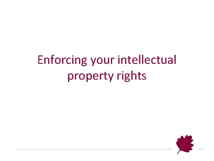 Enforcing your intellectual property rights 
