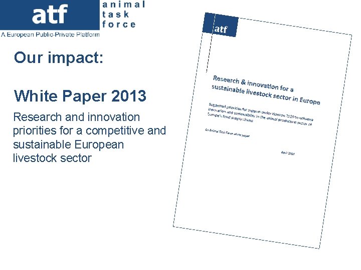Our impact: White Paper 2013 Research and innovation priorities for a competitive and sustainable