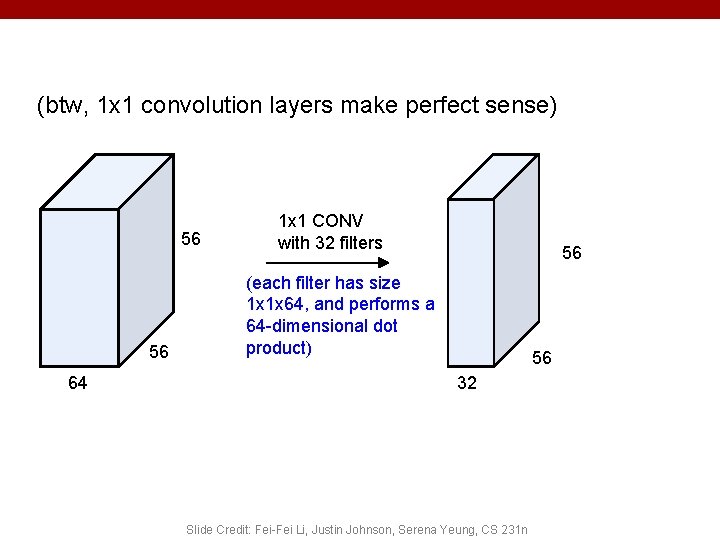 (btw, 1 x 1 convolution layers make perfect sense) 56 56 64 1 x (btw, 1 x 1 convolution layers make perfect sense) 56 56 64 1 x