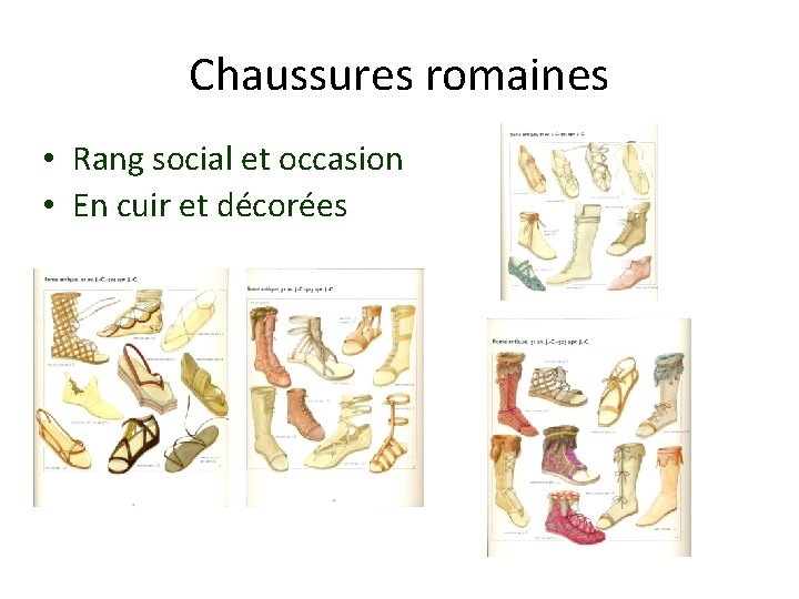 Chaussures romaines • Rang social et occasion • En cuir et décorées 