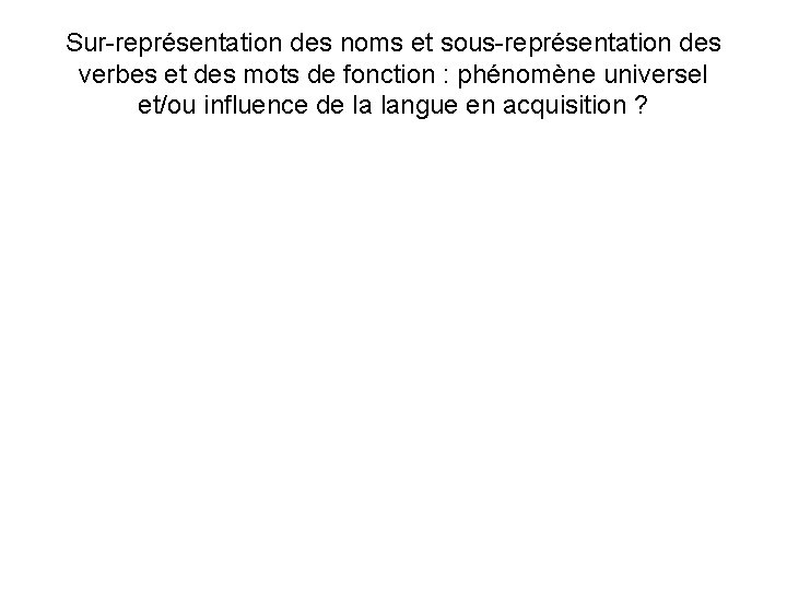 Sur-représentation des noms et sous-représentation des verbes et des mots de fonction : phénomène