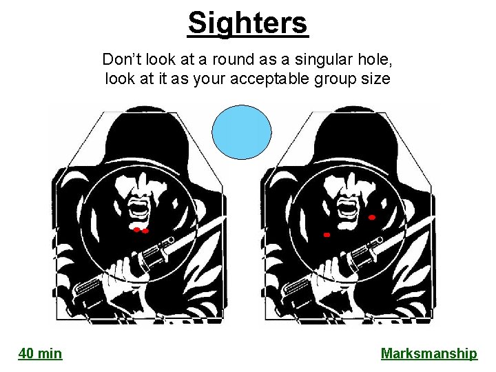 Sighters Don’t look at a round as a singular hole, look at it as