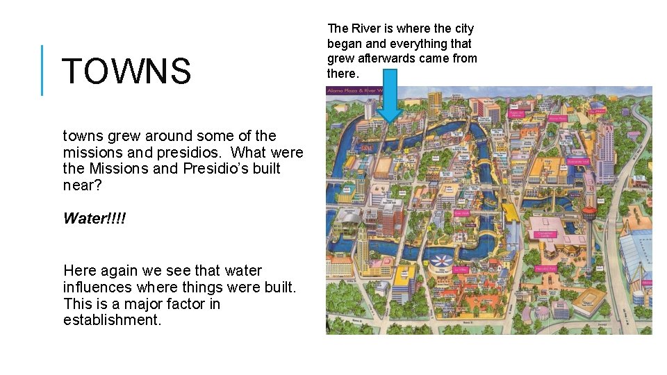 TOWNS towns grew around some of the missions and presidios. What were the Missions
