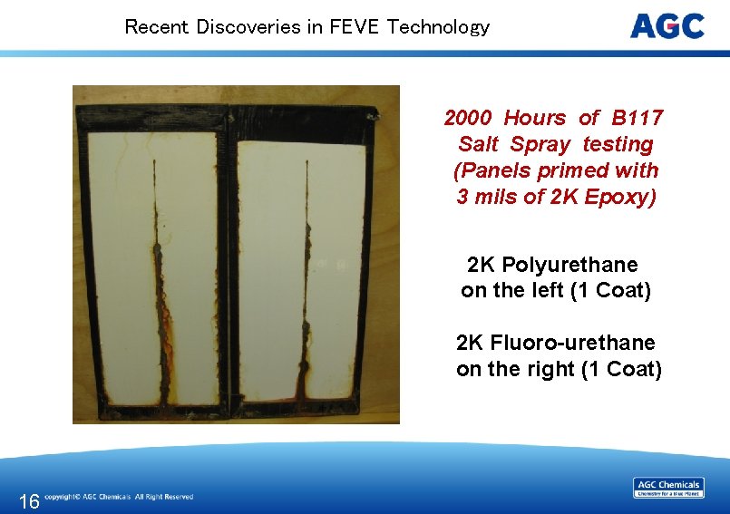 Recent Discoveries in FEVE Technology 2000 Hours of B 117 Salt Spray testing (Panels