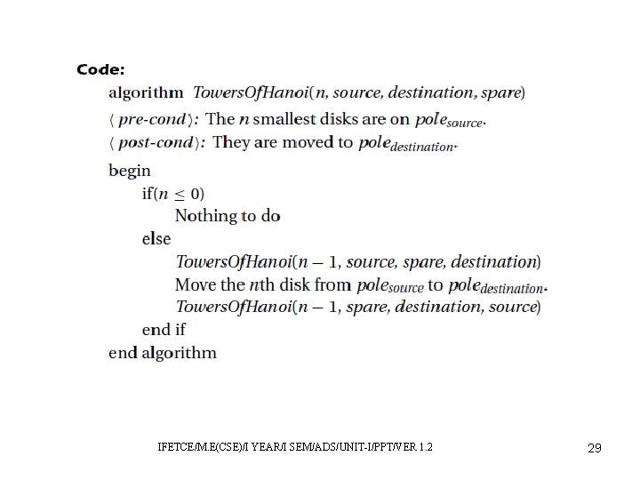 IFETCE/M. E(CSE)/I YEAR/I SEM/ADS/UNIT-I/PPT/VER 1. 2 29 