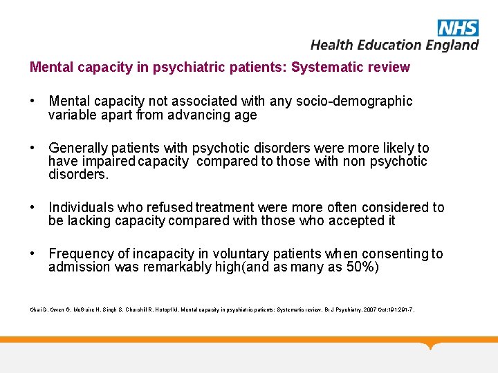 Mental capacity in psychiatric patients: Systematic review • Mental capacity not associated with any