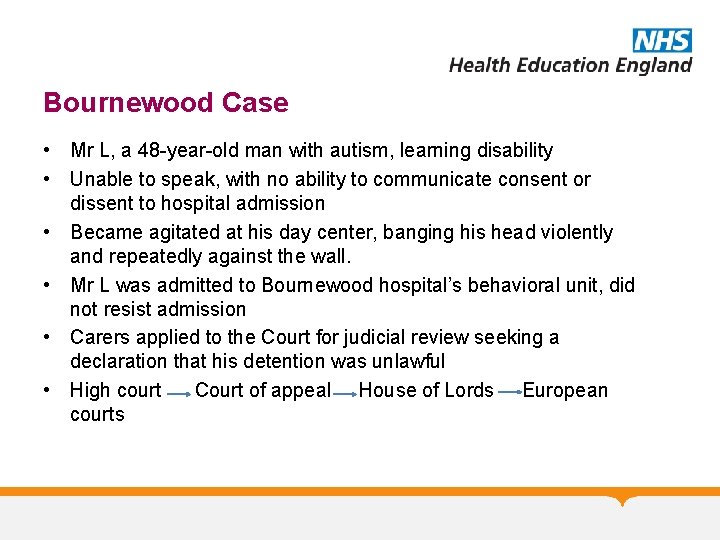 Bournewood Case • Mr L, a 48 -year-old man with autism, learning disability •