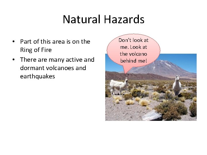 Natural Hazards • Part of this area is on the Ring of Fire •