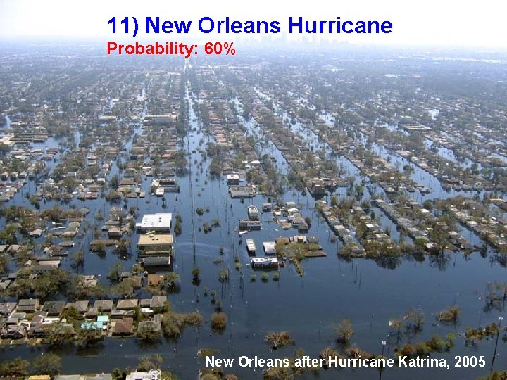 11) New Orleans Hurricane Probability: 60% New Orleans after Hurricane Katrina, 2005 