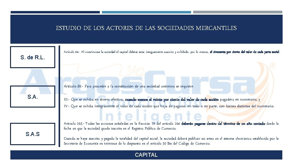 ESTUDIO DE LOS ACTORES DE LAS SOCIEDADES MERCANTILES S. de R. L. S. A.