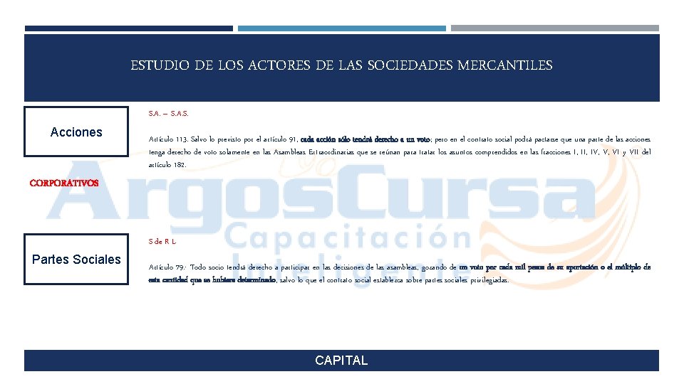 ESTUDIO DE LOS ACTORES DE LAS SOCIEDADES MERCANTILES S. A. – S. A. S.