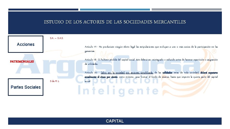 ESTUDIO DE LOS ACTORES DE LAS SOCIEDADES MERCANTILES S. A. – S. A. S.