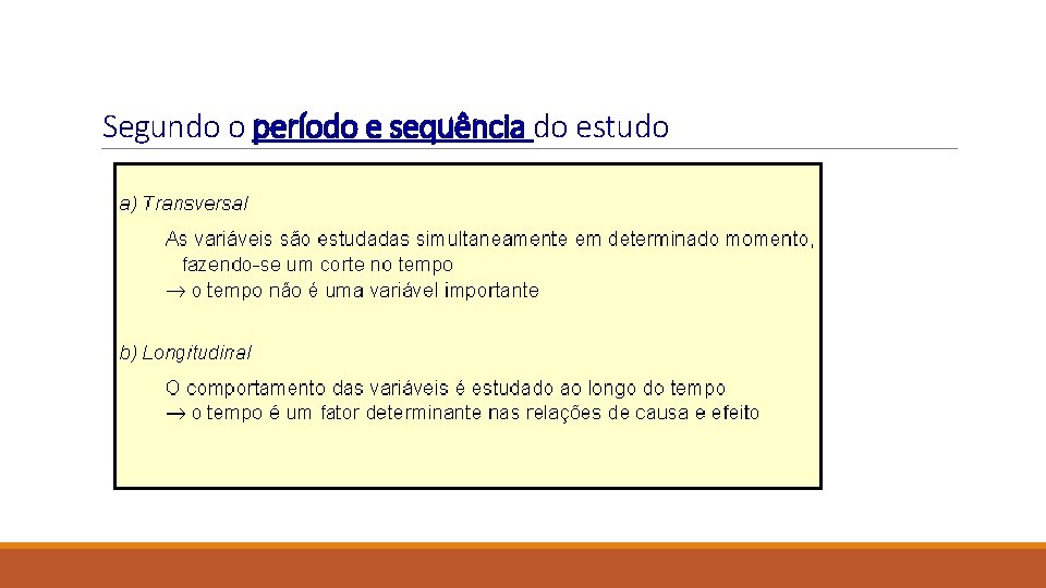 Segundo o período e sequência do estudo 