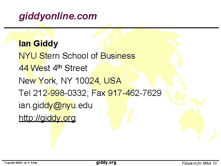 giddyonline. com Ian Giddy NYU Stern School of Business 44 West 4 th Street