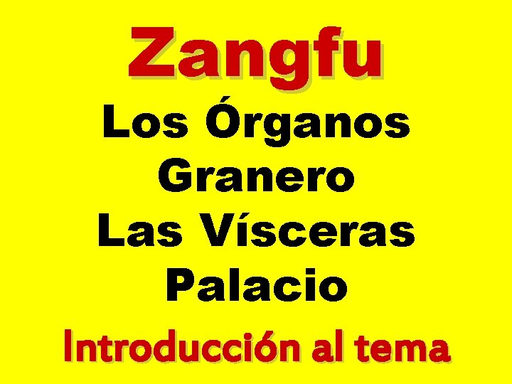 Zangfu Los Órganos Granero Las Vísceras Palacio Introducción al tema 