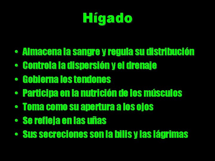 Hígado • • Almacena la sangre y regula su distribución Controla la dispersión y