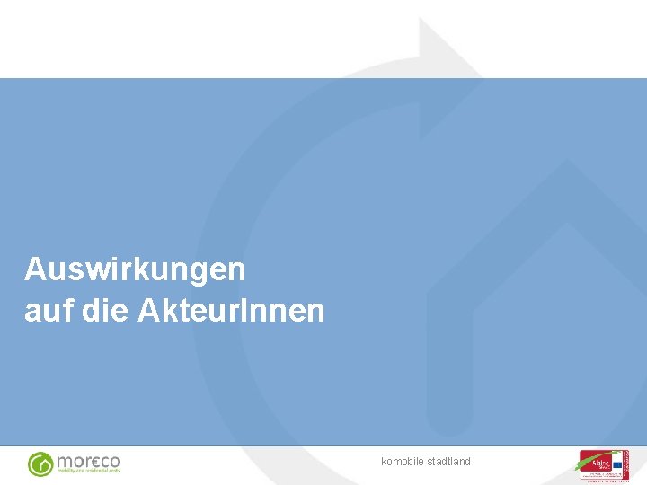 Auswirkungen auf die Akteur. Innen komobile stadtland 