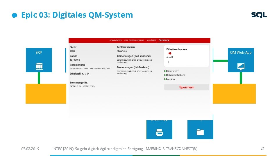Epic 03: Digitales QM-System ERP Messmittel Werkzeugschrank App QM QM Web-App Druck-App Dateisystem Epic 03: Digitales QM-System ERP Messmittel Werkzeugschrank App QM QM Web-App Druck-App Dateisystem