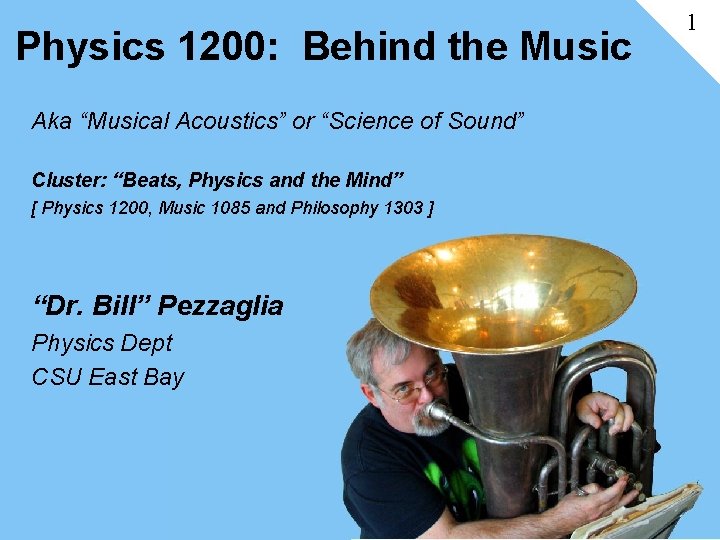 Physics 1200: Behind the Music Aka “Musical Acoustics” or “Science of Sound” Cluster: “Beats,