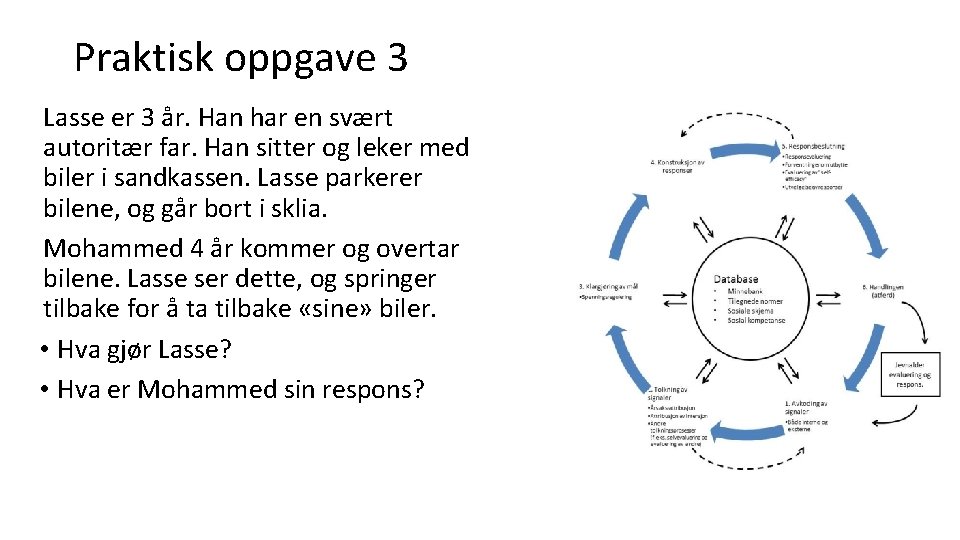 Praktisk oppgave 3 Lasse er 3 år. Han har en svært autoritær far. Han