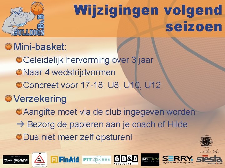 Wijzigingen volgend seizoen Mini-basket: Geleidelijk hervorming over 3 jaar Naar 4 wedstrijdvormen Concreet voor