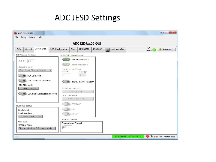 ADC JESD Settings 