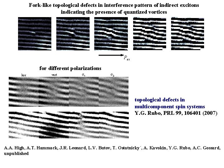 Fork-like topological defects in interference pattern of indirect excitons indicating the presence of quantized