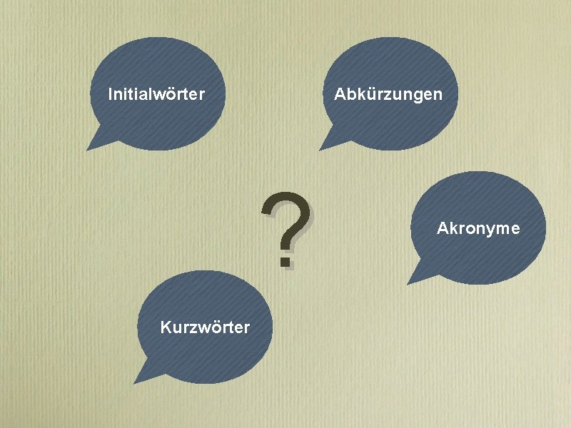 Initialwörter Abkürzungen ? Kurzwörter Akronyme 