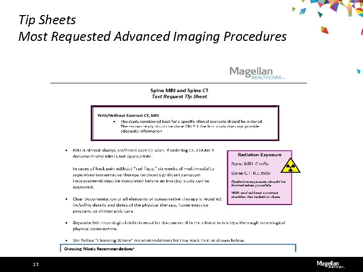 Tip Sheets Most Requested Advanced Imaging Procedures 13 