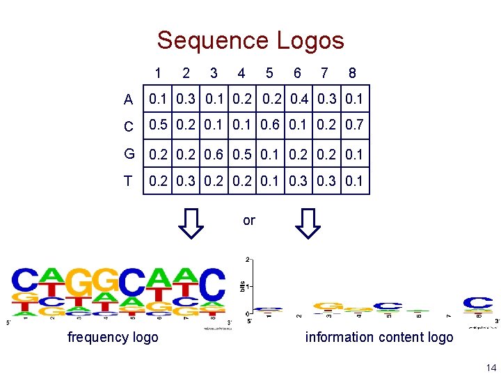 Sequence Logos 1 2 3 4 5 6 7 8 A 0. 1 0.