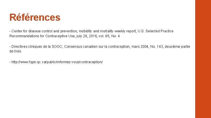 Références - Center for disease control and prevention, mobidity and mortality weekly report, U.