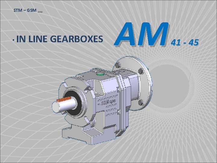 STM – GSM 2008 • IN LINE GEARBOXES AM 41 - 45 