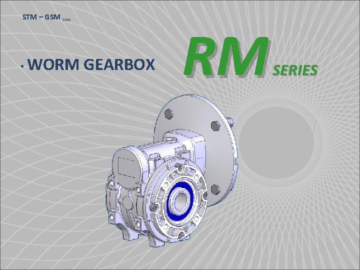 STM – GSM 2008 • WORM GEARBOX RM SERIES 