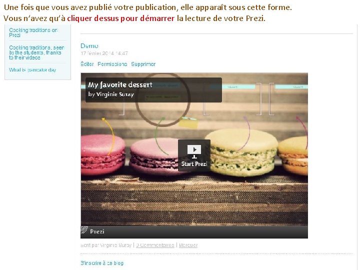 Une fois que vous avez publié votre publication, elle apparaît sous cette forme. Vous