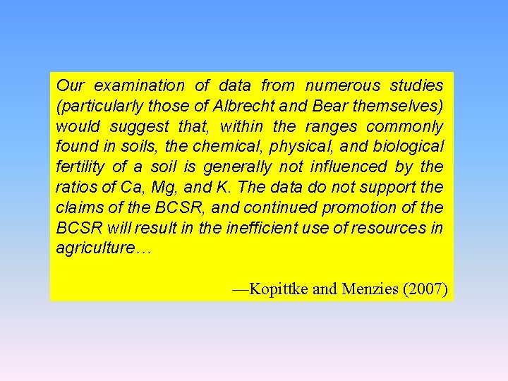 Our examination of data from numerous studies (particularly those of Albrecht and Bear themselves)