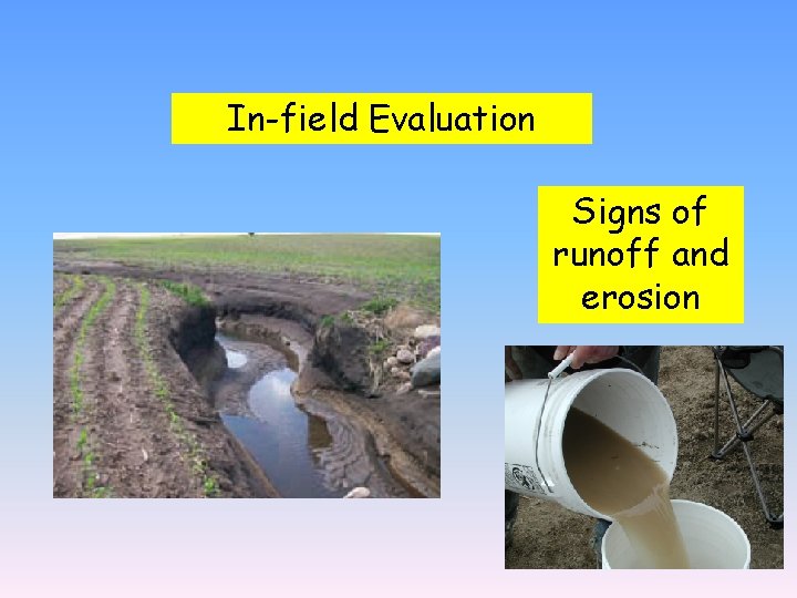 In-field Evaluation Signs of runoff and erosion 