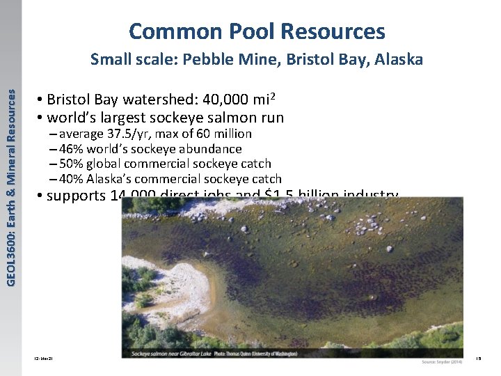 Common Pool Resources GEOL 3600: Earth & Mineral Resources Small scale: Pebble Mine, Bristol