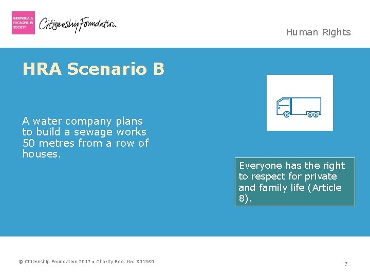 Human Rights HRA Scenario B A water company plans to build a sewage works