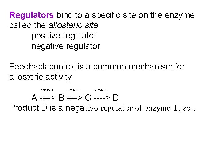 Regulators bind to a specific site on the enzyme called the allosteric site positive