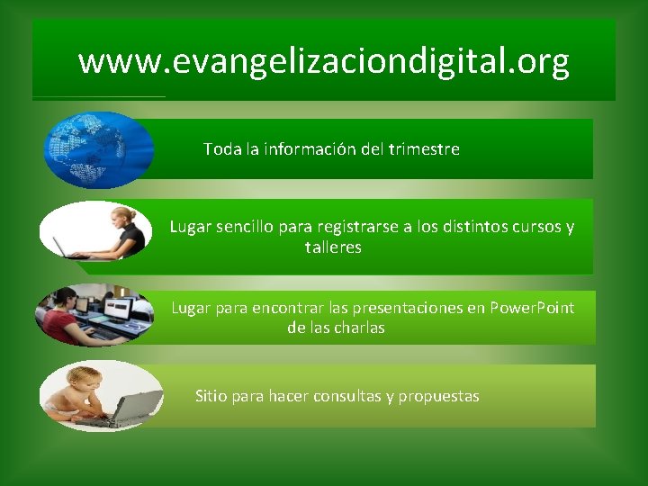 www. evangelizaciondigital. org Toda la información del trimestre Lugar sencillo para registrarse a los www. evangelizaciondigital. org Toda la información del trimestre Lugar sencillo para registrarse a los