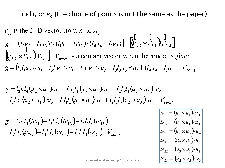 Find g or e 4 (the choice of points is not the same as