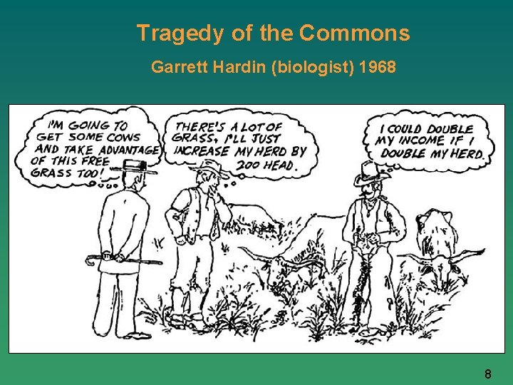 Tragedy of the Commons Garrett Hardin (biologist) 1968 8 