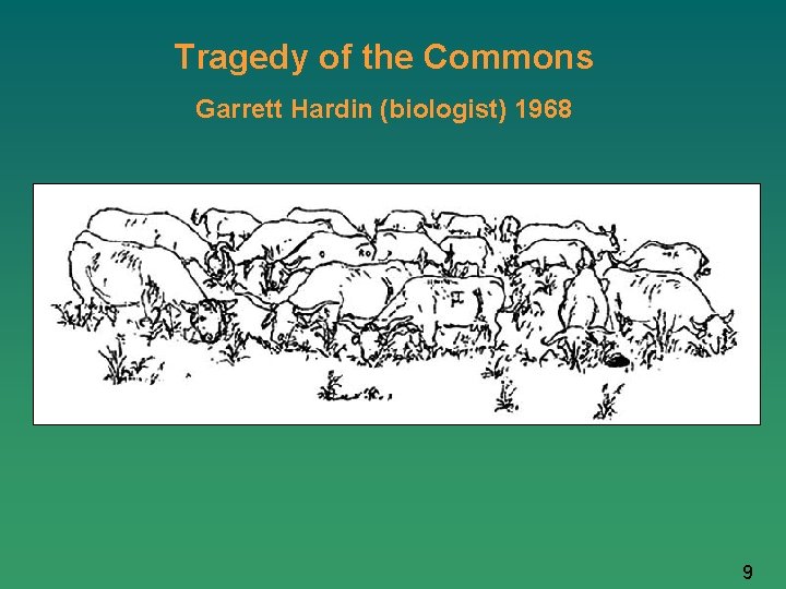Tragedy of the Commons Garrett Hardin (biologist) 1968 9 